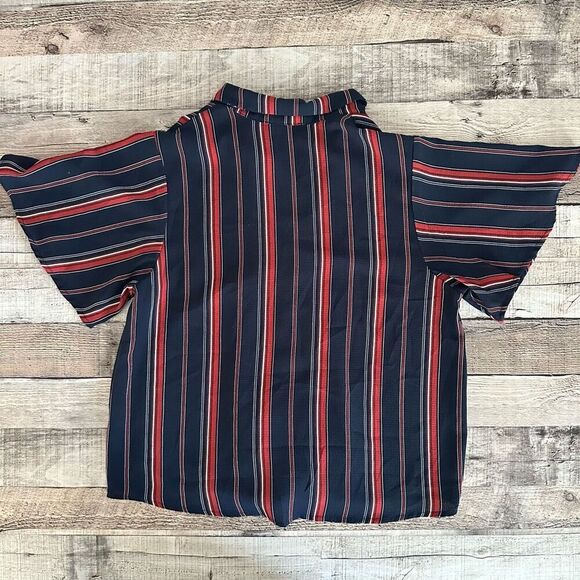 Monteau Striped Collared Casual Office Contemporary Blouse | M - Picture 2 of 6